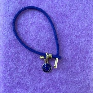 Blue Handmade Single Strand Bracelet with Charm
